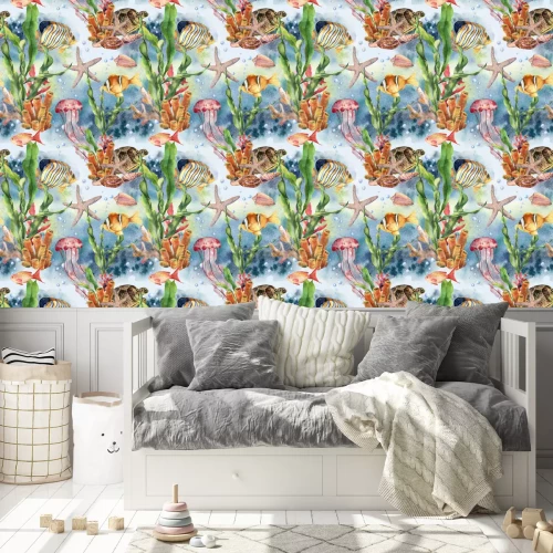 Behang De onderwaterwereld in aquarel