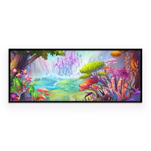 Poster Een sprookjesachtig kasteel te midden van de bergen.