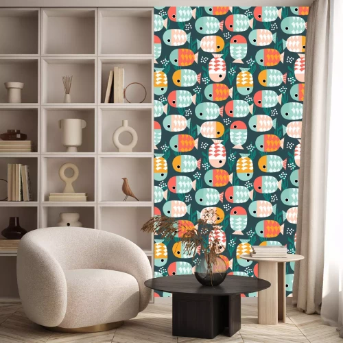 Behang Sprookjesachtige kleurrijke kleine vis