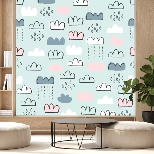 Sticker Schattig kinderpatroon met wolken