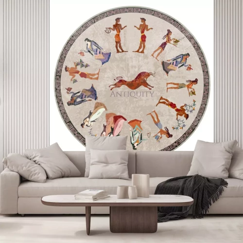 Sticker Een ovale illustratie geïnspireerd door het oude Griekenland