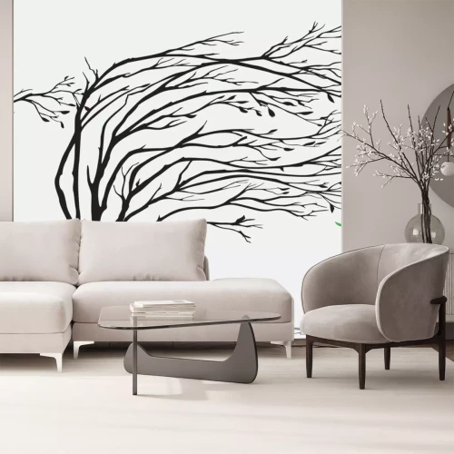 Sticker Een wilg onder een sterke storm en wind weer