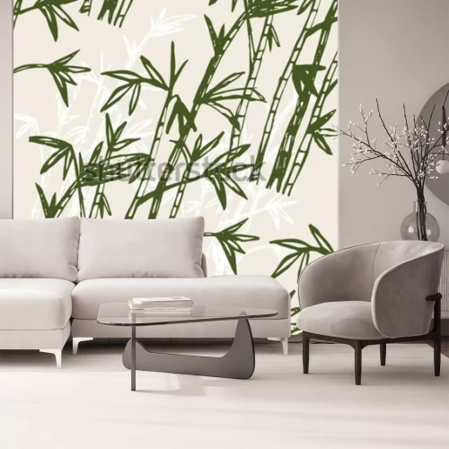 Sticker Bamboe bospatroon als achtergrond. Hand verdrinken bamboebos. Vector illustratie