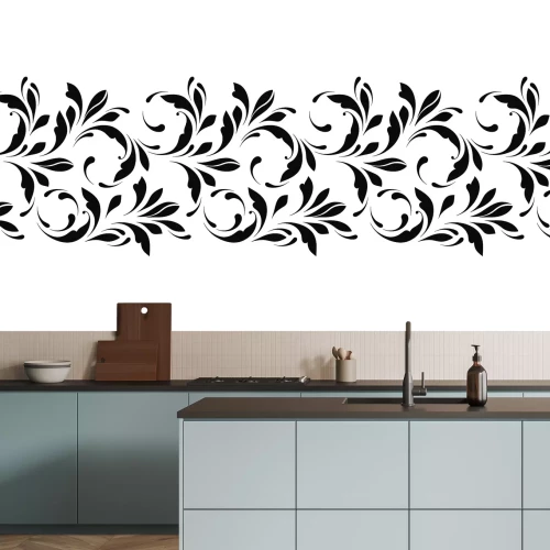 Sticker Overzicht bloemen naadloos patroon. Eindeloze sierrand voor linten, stof, verpakking, behang, tape. Decoratief ontwerpelement voor achtergrond en dekking.