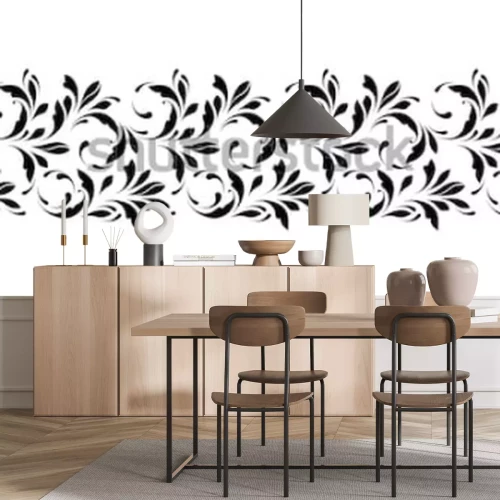 Sticker Overzicht bloemen naadloos patroon. Eindeloze sierrand voor linten, stof, verpakking, behang, tape. Decoratief ontwerpelement voor achtergrond en dekking.