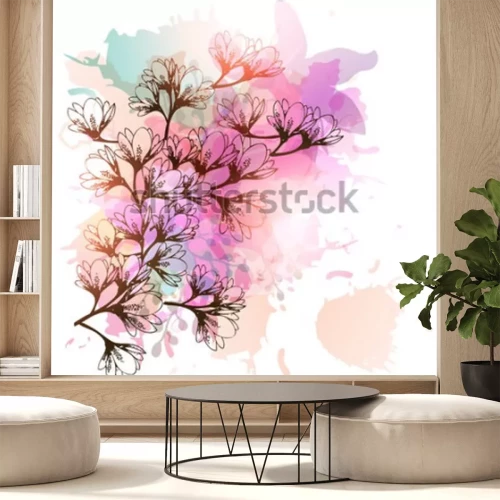 Sticker Magnolia's op een veelkleurige achtergrond