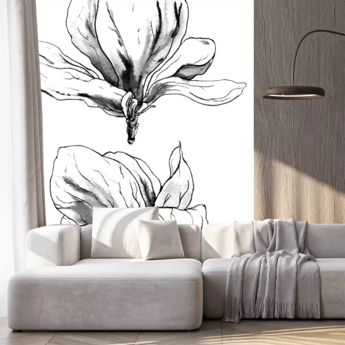 Sticker Schets van twee bloemen