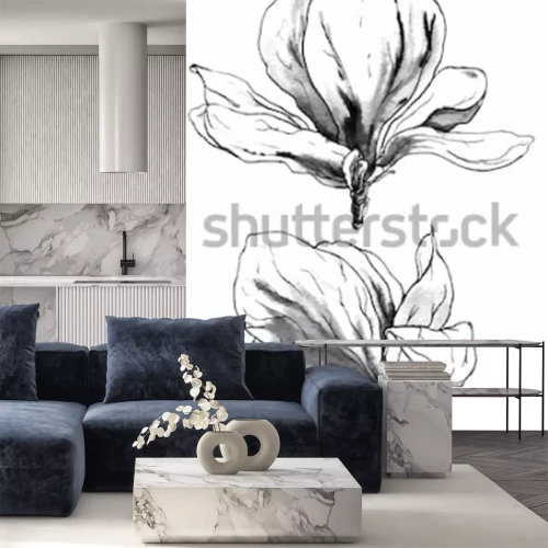 Sticker Schets van twee bloemen