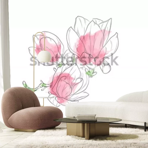 Sticker Magnolia roze geschilderd