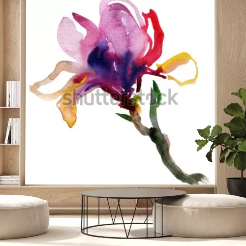Sticker Veelkleurige magnolia beschilderd met verf