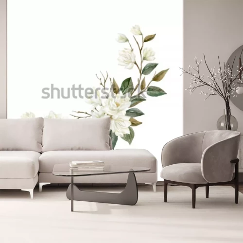 Sticker Samenstelling met witte magnolia