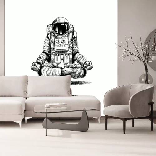 Sticker Een astronaut in een ruimtepak die aan meditatie doet