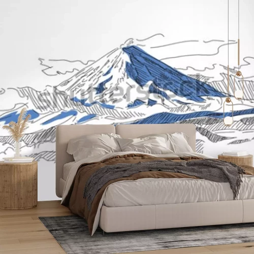 Sticker Klyuchevskaya Sopka. Vulkaan. Kamchatka. Rusland