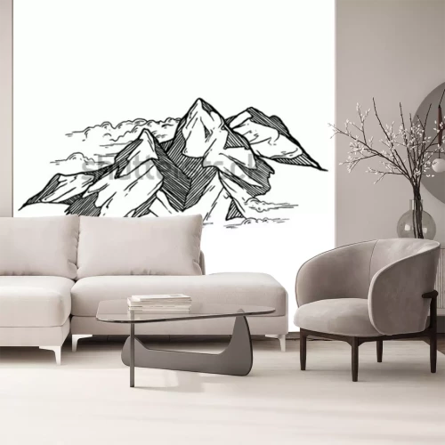 Sticker hand getrokken van bergen vector iluustration