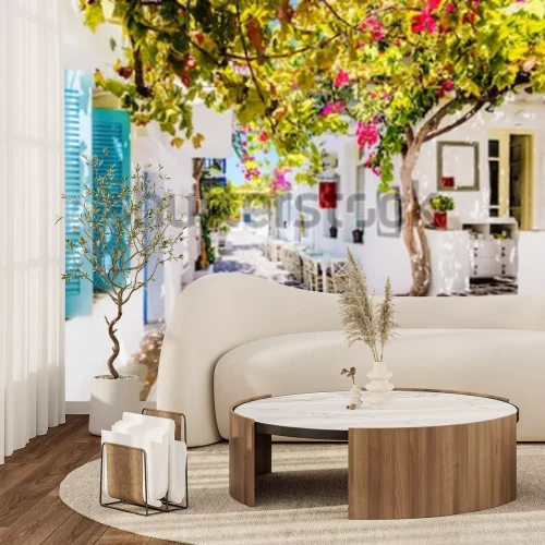 Fotobehang Prachtige straat op het eiland Paros, Griekenland