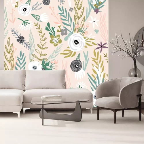 Sticker Bloemen voor kinderen in pastelkleuren