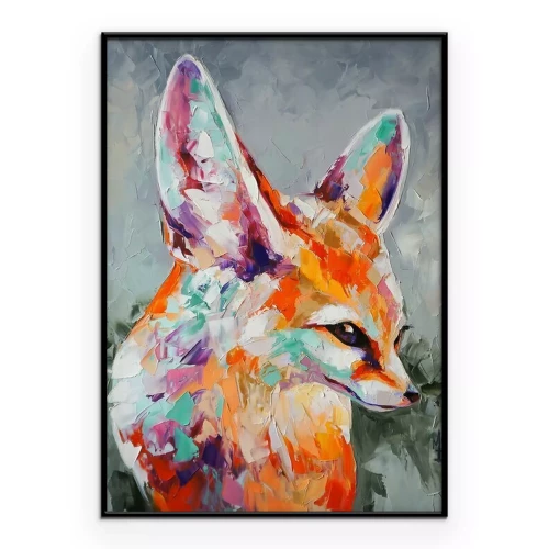 Poster Woestijnfennek in een kleurrijk schilderij