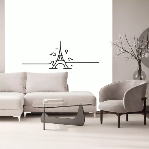 Sticker Paris, Eiffel tower, Paris cartoon art, postcard, Line art vector illustration