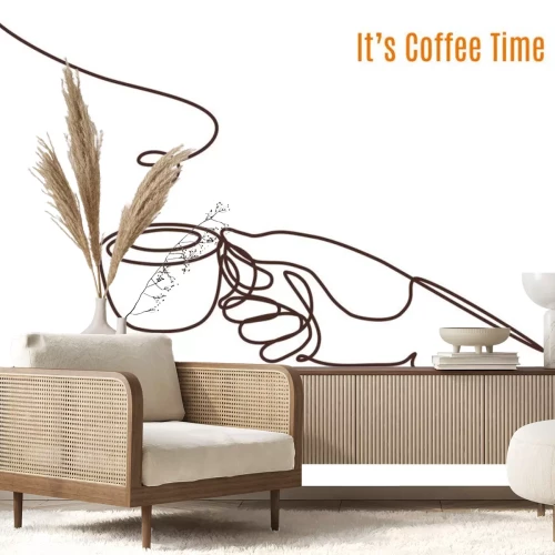 Sticker Hand met een kopje koffie afbeelding