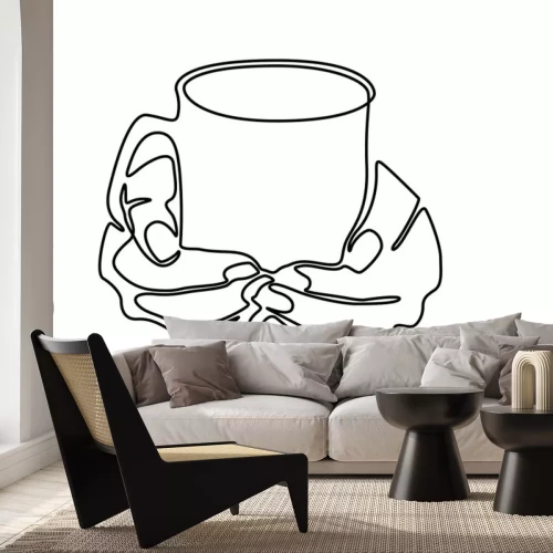 Sticker Minimalistische afbeeldingen van handen die een kopje vasthouden