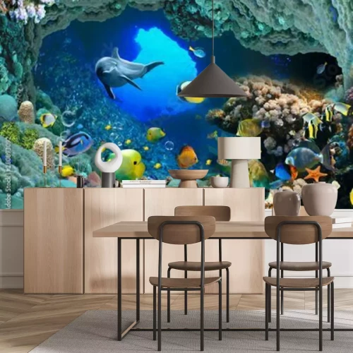 Fotobehang Koraalrif dolfijnen