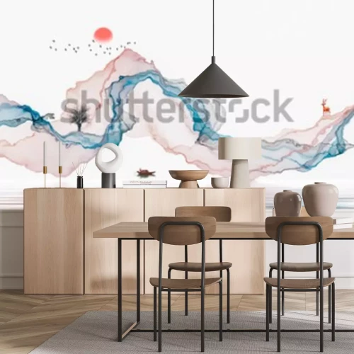 Fotobehang Waterverf abstracte golf