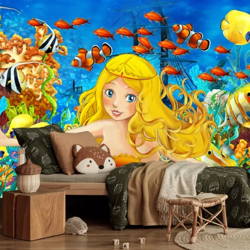 Fotobehang Goudharige zeemeermin