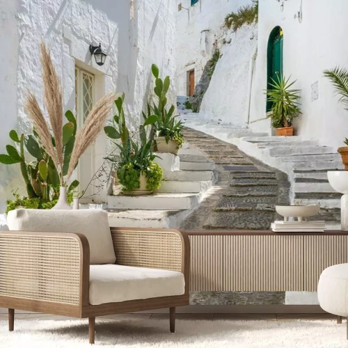 Fotobehang Scenic sight in Ostuni in a sunny summer day, Apulia (Puglia), southern Italy.