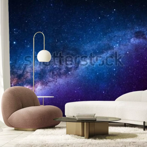 Fotobehang Een galactisch landschap in tinten blauw