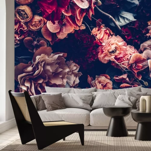 Fotobehang Herfstbloemen in retrostijl