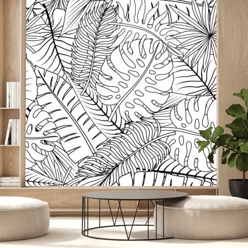 Sticker Bladeren van monstera en andere exotische planten