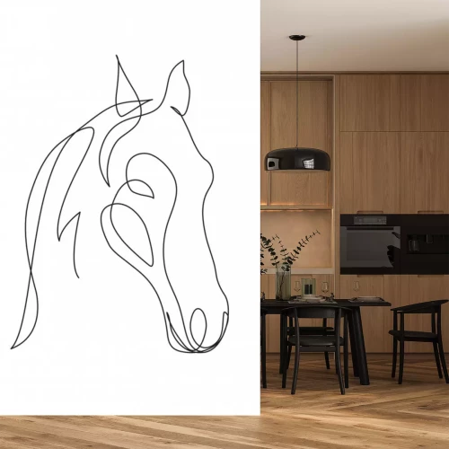 Sticker Portret van een paard beschilderd met lijnen