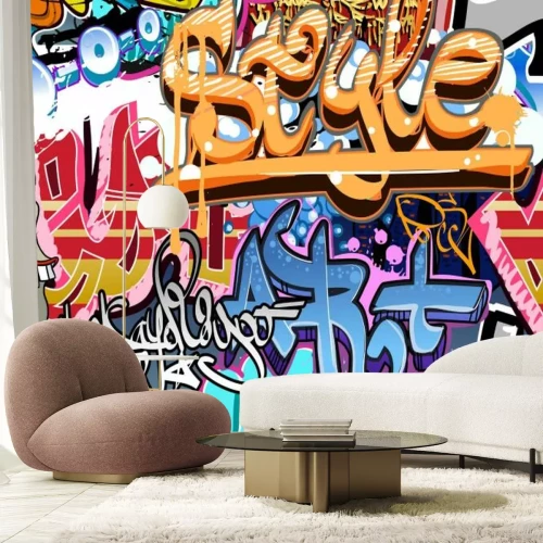 Fotobehang Kleurrijke graffiti op de muur