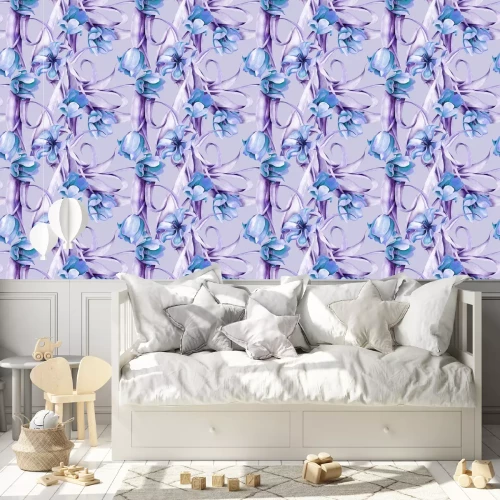 Behang Abstract motief met aquarel tulpen