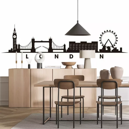 Sticker London skyline and landmarks silhouette vector