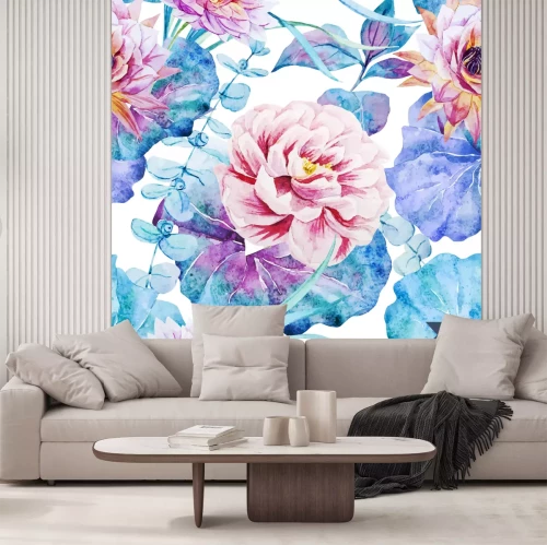 Sticker Tropische bloemen in felle kleuren