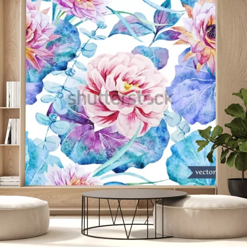 Sticker Tropische bloemen in felle kleuren