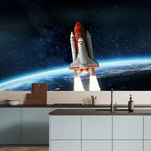 Fotobehang Een ruimteschip in de ruimte