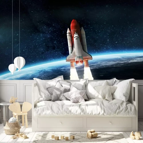 Fotobehang Een ruimteschip in de ruimte