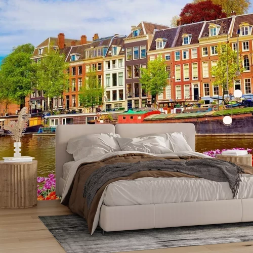 Fotobehang Prachtig landschap van Amsterdam