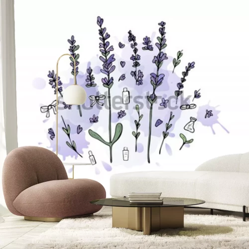 Sticker Tekenen met lavendel en cosmetica