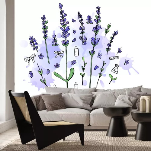 Sticker Tekenen met lavendel en cosmetica
