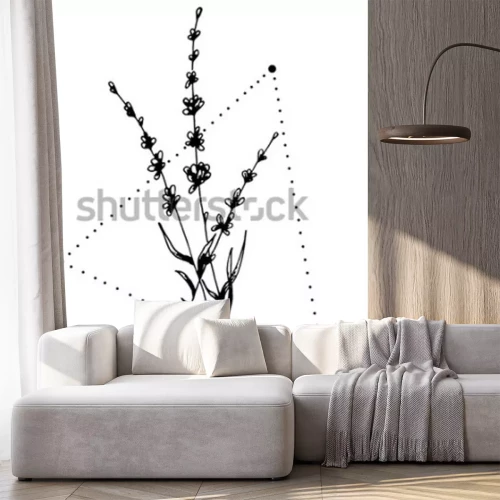 Sticker Lavendel in een geometrische tekening