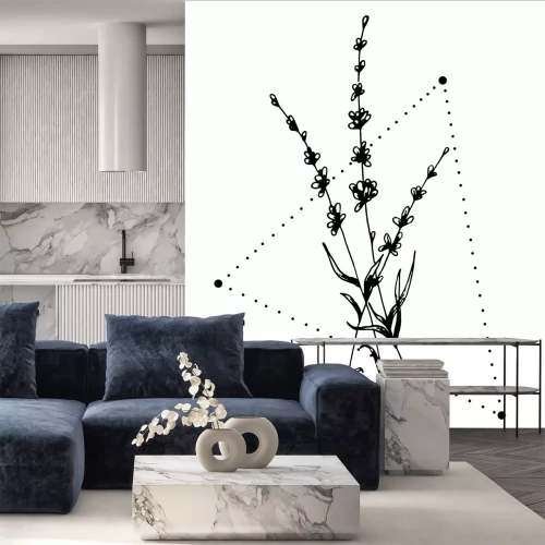 Sticker Lavendel in een geometrische tekening