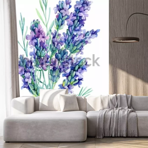 Sticker Lavendelbloemen geschilderd met aquarellen