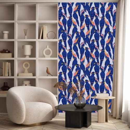 Behang Exotische blauwe kaketoe vogels