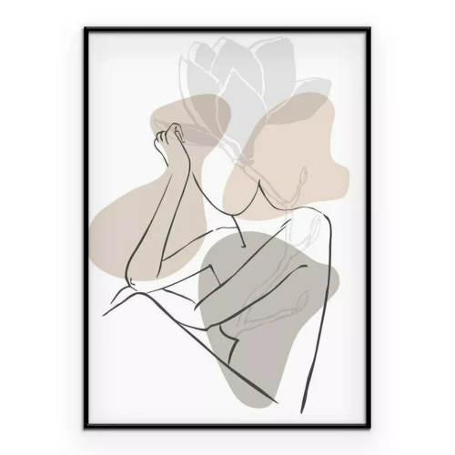 Poster Abstract portret van een vrouw in pastelkleuren