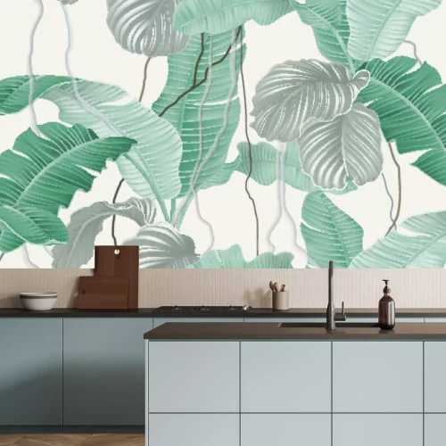 Sticker Patroon van bananenbladeren