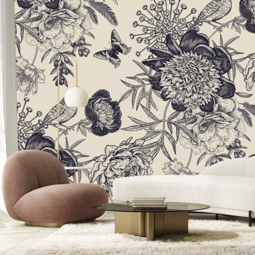 Sticker Botanisch patroon in retrostijl