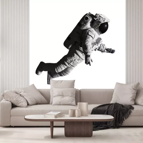 Sticker Astronaut in een ruimtepak in gewichtloosheid